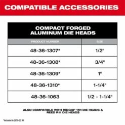 Milwaukee M18 FUEL Compact Pipe Threader Kit ONE-KEY & 1/2" - 1-1/4" Compact NPT 11R Die Head Kit (600-I) 2870-22 -Home Tools Sales 2024 2870 22 6