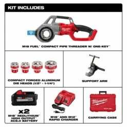 Milwaukee M18 FUEL Compact Pipe Threader Kit ONE-KEY & 1/2" - 1-1/4" Compact NPT 11R Die Head Kit (600-I) 2870-22 -Home Tools Sales 2024 2870 22 7