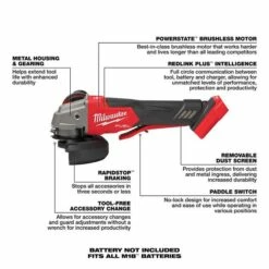 Milwaukee M18 FUEL 5" Flathead Braking Grinder W/ Paddle Switch, No-Lock (Tool Only) 2886-20 3 Milwaukee M18 FUEL 5" Flathead Braking Grinder W/ Paddle Switch, No-Lock (Tool Only) 2886-20 -Home Tools Sales 2024 2886 20 4