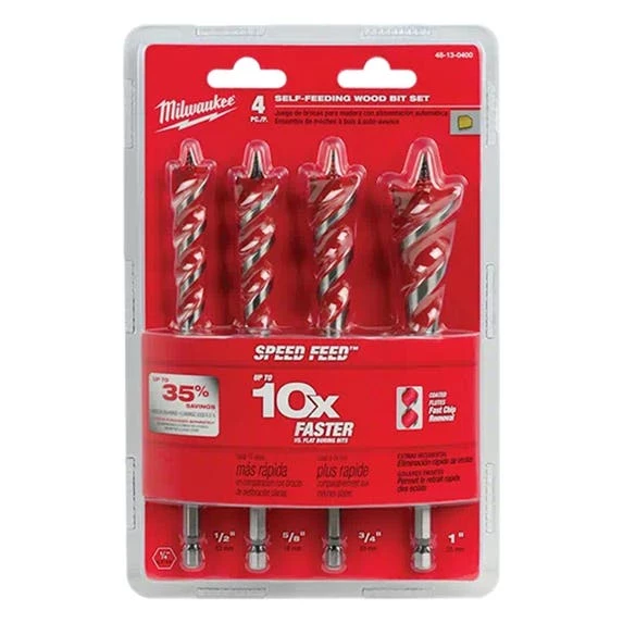 Milwaukee 4Pc. 6-1/2" SPEED FEED Wood Bit Set 48-13-0400 Milwaukee 4Pc. 6-1/2" SPEED FEED Wood Bit Set 48-13-0400 -Home Tools Sales 2024 48 13 0400 1