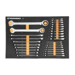 Gearwrench 28 Pc. 72-Tooth 12 Point Metric Standard & Stubby Combination Ratcheting Wrench Set With EVA Foam Tray 86527