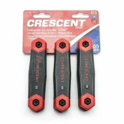 Cresent 3 Pc. Folding SAE/Metric/Torx Dual Material Key Set Black CHK3PC