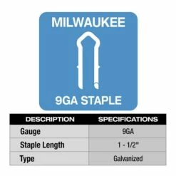 Milwaukee 1.5" 9 Gauge Galvanized Staples (Box Of 960) MPU112-960 -Home Tools Sales 2024 mpu112 960 3