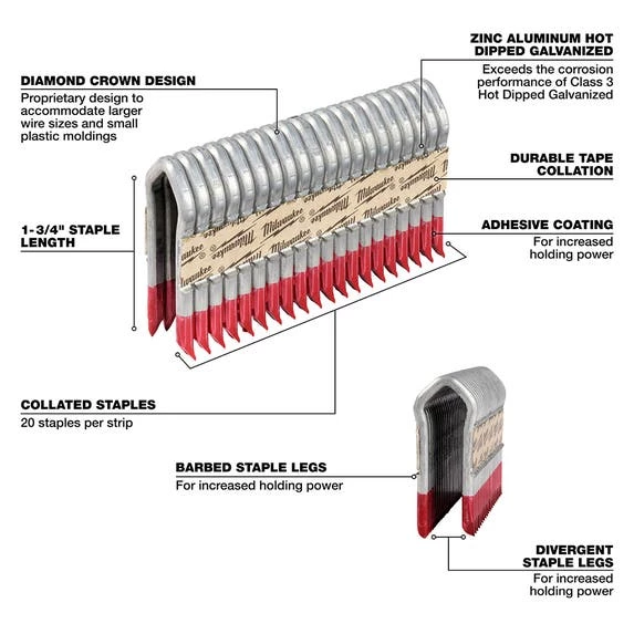 Milwaukee 1.75" 9 Gauge Galvanized Staples (Box of 960) MPU134-960 Milwaukee 1.75" 9 Gauge Galvanized Staples (Box Of 960) MPU134-960 -Home Tools Sales 2024 mpu134 960 2